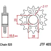 JT Sprockets 525 Rb Forreste Tandhjul