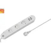 Denver SHP-300U - Smart strømstrip - AC 230/240 V - Wi-Fi - input: Type F - output-stikforbindelser: 3 (4 x USB, 3 x strøm Type F)