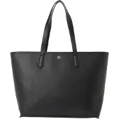 HUGO Tote bag i imiteret kornet læder med stablet logo