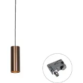 QAZQA Design Pendellampe Mørk Bronze Inkl. 3-Faset Skinneadapter - 3-Faset Tubo