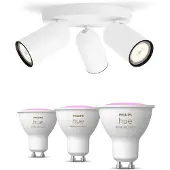Philips Pongee Med 3 Spots, Hvid + 3 Farvet Gu10 Spots
