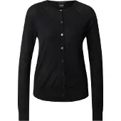 BOSS Cardigan i superfin merinould med crew neck