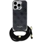 GUESS Crossbody Cord 4G Print Case med snor til iPhone 16 Pro - Sort