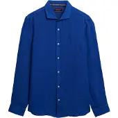 Superdry Superdrytil mænd. M4011054A Vacation Linen blå skjorte (M), Casual, Linned, Lange ærmer