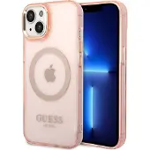 GUESS GUHMP14SHTCMP iPhone 14 6,1" pink/pink hard case Gold Outline Translucent MagSafe