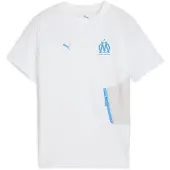 Puma Olympique de Marseille PUMATECH Pocket Tee Youth, Clothing, White/Azure, 13-14Y