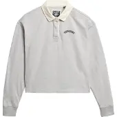 Superdry Superdrytil kvinder. W2012352A Rugby polo shirt hvid (M), Casual, Grå, Bomuld, Lange ærmer