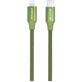 GreyLime 18W Flettet USB-C / Lightning Kabel - MFi-Certificeret - 1m - Grøn