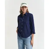 Gant Ganttil kvinder. 4300348 Klassisk Regular Fit skjorte i marineblå poplin (36), Casual, Bomuld, Lange ærmer