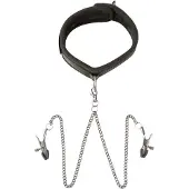 Sei mio Twin Tweaks Velvet Collar With Nipple Clamps