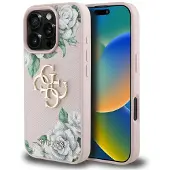 GUESS Grained Roses Big 4G-logo iPhone 16 Pro-etui - pink