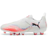 Puma FUTURE 8 MATCH FG/AG Laceless Football Boots Youth, Shoes, White/Black/Glowing Red, 34.5