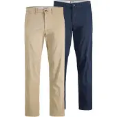 Jack & Jones Lærredsbukser 'JPSTKane Dave' sand / navy
