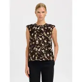 Selected Bluse mørkebrun / hvid