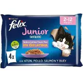 Purina Felix Fantastic Junior Grill Gelé 4x85g Kattesnack 12 Enheder