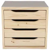 Wellhome Kommode Med 4 Skuffer Ubehandlet Uden Lak