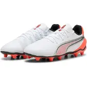 Puma KING MATCH FG/AG Football Boots Youth, Shoes, White/Glowing Red/Black, 28