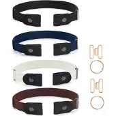 INF Elastisk bælte uden spænde 4-pak Black/DarkBlue/White/Brown