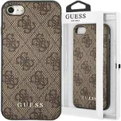 GUESS 4G metal guld logo etui til iPhone SE 2022 / 2020 / 7 / 8 - Brun