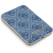 GUESS Powerbank induktiv 15W GUPB5FP4EMGB 5000mAh blå/blå 4G Læder Metal Logo MagSafe