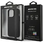 Mercedes AMG AMHCP14LDOLBK iPhone 14 Pro 6.1 "sort / sort hardcase Læder Hot Stamped