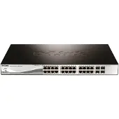 D-Link Web Smart DGS-1210-28P - Switch - Administreret - 24 x 10/100/1000 (PoE) + 4 x Gigabit SFP - desktop, monterbar på stativ - PoE