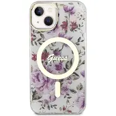 GUESS Flower MagSafe-etui til iPhone 14 - gennemsigtigt