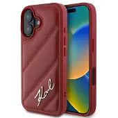 Karl Lagerfeld Diagonal Quiltet Script iPhone 16 Etui - Rød