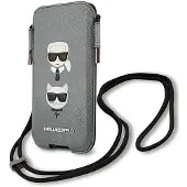 Karl Lagerfeld Saffiano Ikonik Karl&Choupette Head 6.7'' håndtaske - Grå