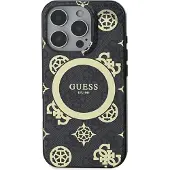 GUESS IML Peony On 4G Background MagSafe-etui til iPhone 16 Pro - sort