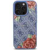 GUESS 4G Flowers Print MagSafe-etui til iPhone 16 Pro - blå