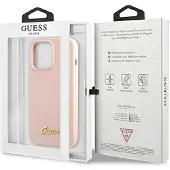 GUESS GUHMP13LLSLMGLP iPhone 13 Pro / 13 6,1" lyserød hardcase Silikone Guld Logo Magsafe