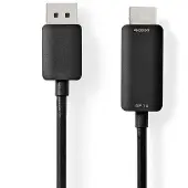 Nedis Displayport kabel | DisplayPort Han | HDMI Stik | 4K@60Hz | Nikkelplateret | 2.00 m | Runde | PVC | Sort | Plastikpose