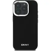 DKNY MagSafe iPhone 16 Pro Max-etui med sølvfarvet logo - sort