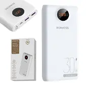 24hShop Romoss Pro Powerbank 20000mAh med PD 30W og LED-display - Hvid