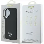 GUESS GUHMP16MPGTSPSK iPhone 16 Plus 6,7" sort/sort hardcase Grained Triangle MagSafe