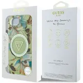 GUESS IML Metal Glitter Flowers Triangle MagSafe iPhone 16e-etui - grøn