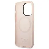 GUESS GUHMP14XSBPLP iPhone 14 Pro Max 6,7" pink/pink hard case Silikone logo plade MagSafe