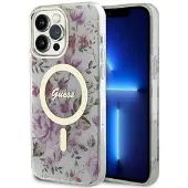 GUESS GUHMP14LHCFWST iPhone 14 Pro 6,1" gennemsigtig hardcase Flower MagSafe
