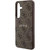 GUESS 4G Collection Læder Metal Logo MagSafe Etui til Samsung Galaxy S24 - Brun