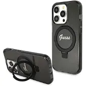 GUESS Ring Stand Script Glitter MagSafe-etui til iPhone 14 Pro - sort