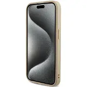 GUESS Saffiano Iridescent Script-etui til iPhone 14 Pro - guld