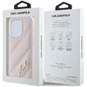Karl Lagerfeld Diagonal Quilted Script-etui til iPhone 15 Pro - pink