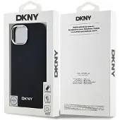 DKNY MagSafe iPhone 15-etui med almindeligt logo - sort