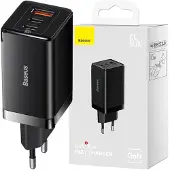 Baseus GaN5 Pro 2xUSB-C + USB 65W (black)