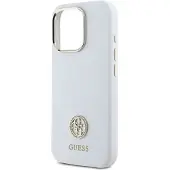 GUESS Silikone Logo Strass 4G-etui til iPhone 16 Pro - Hvid