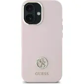 GUESS Silikone Logo Strass 4G-etui til iPhone 16 - lyserød