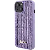 GUESS Sequin Script Metal-etui til iPhone 15 - lilla