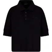 Armani Exchange A|X Armani Exchangetil kvinder. XW000887AF10819UC001 Sort Essential Logo Signature elastisk pique-poloshirt i bomuld (XL), Casual, Korte ærm