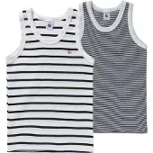 Petit Bateau Undertrøjer - 2-pak - Hvid/Navystribet - - 8 år (128) - Undertrøje